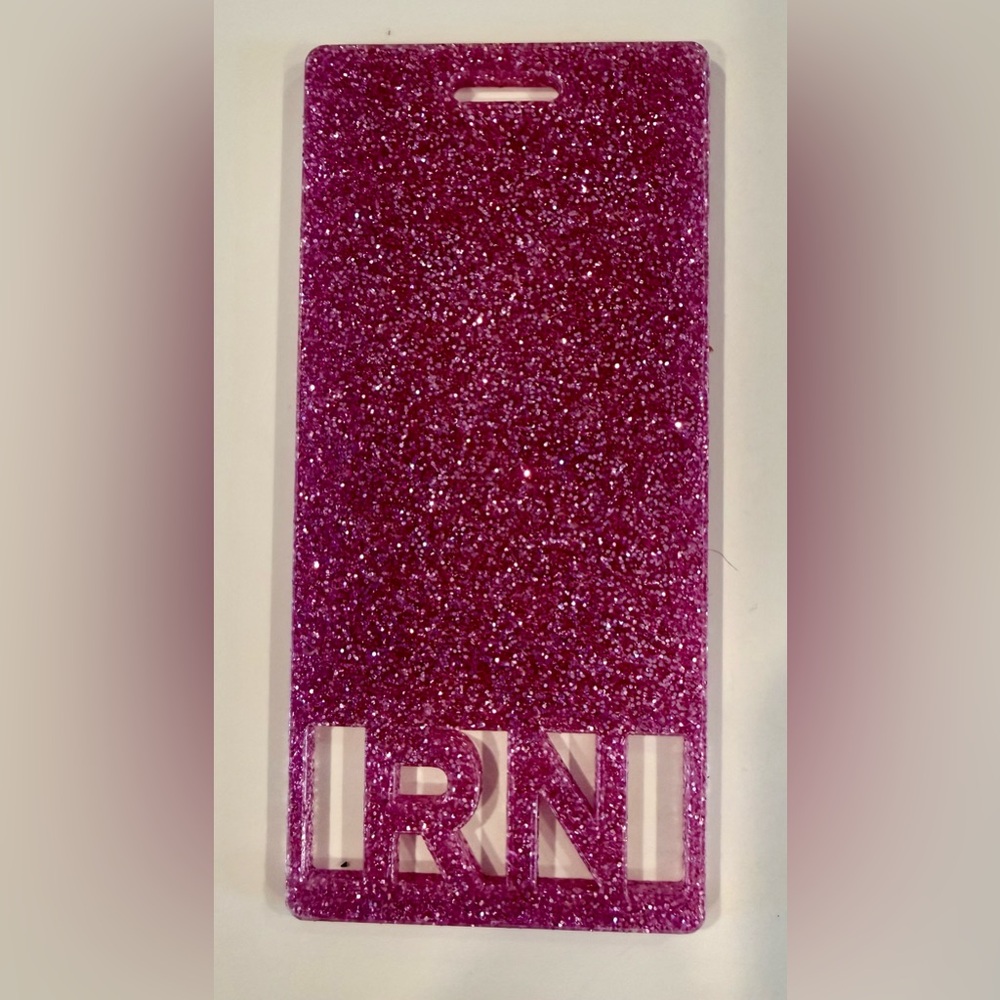 RN Badge Buddy Pink Glitter